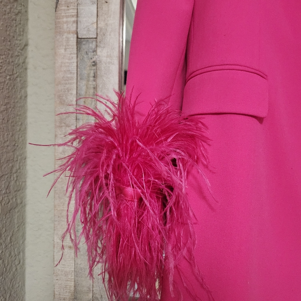 NWOT Zara Pink Feather Cuff Blazer - Picture 3 of 7